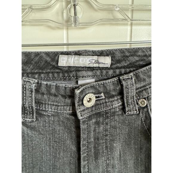 Chico's Womens‎ Jeans Sz 0 Reg 4 Platinum Black Facet RG Jean Gray Straight Leg - Picture 4 of 6